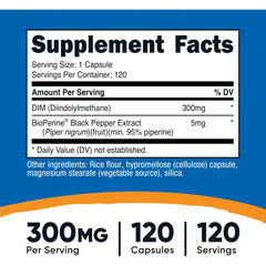 DIM Nutricost — Diindolylmethane 300 mg con BioPerine