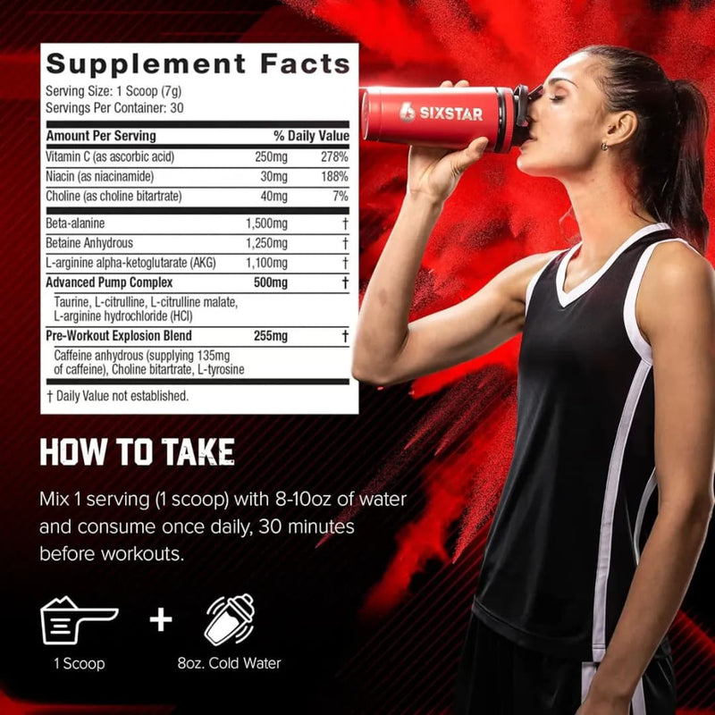 Pre-Workout Explosion 2.0 SixStar 320 mg Cafeína 270 g