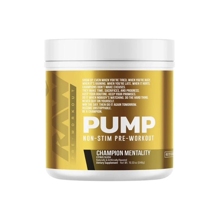 Pump Pre-Entreno Sin Estimulantes Citrulina + Nitrosigine® — RAW Nutrition Citrus Slush 548g 40 Porciones