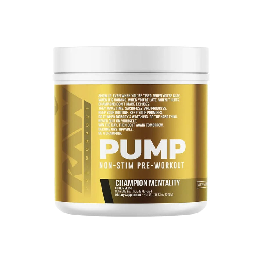 Pump Pre-Entreno Sin Estimulantes Citrulina + Nitrosigine® — RAW Nutrition Citrus Slush 548g 40 Porciones